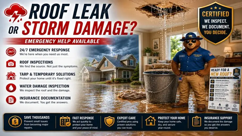Storm damage roof leak emergency response The Villages FL