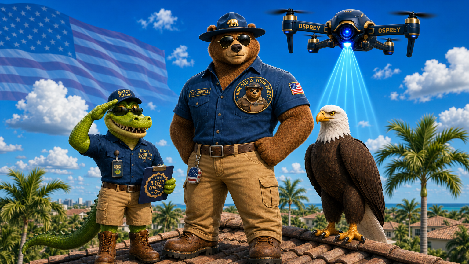 State Certified Roofing Team — Sgt. Shingle, GatorGuard, OSPREY Drone, Florida rooftops
