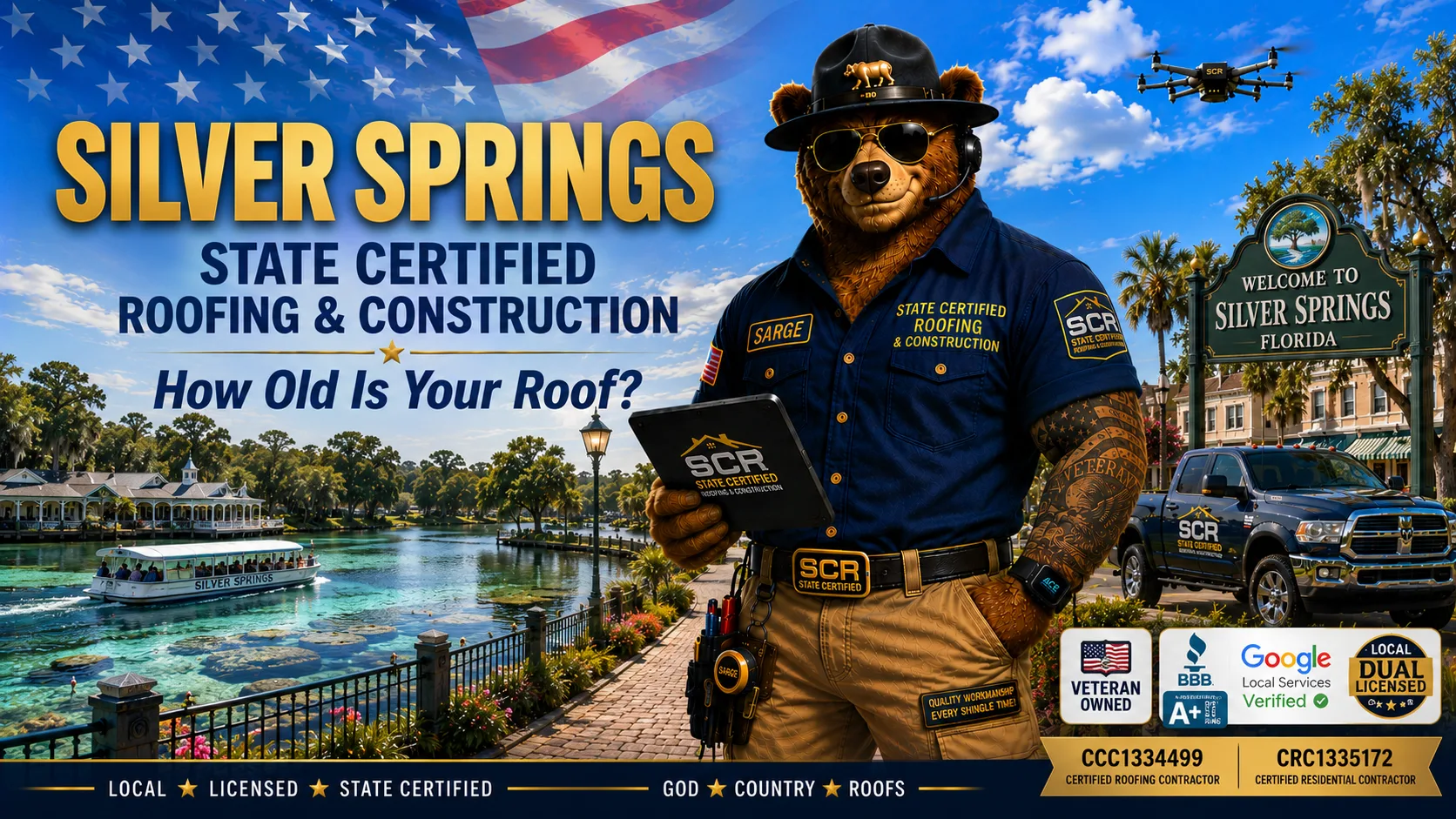 Roofing contractor in Silver Springs FL — Sarge of State Certified Roofing, Silver Springs Florida landmark scene