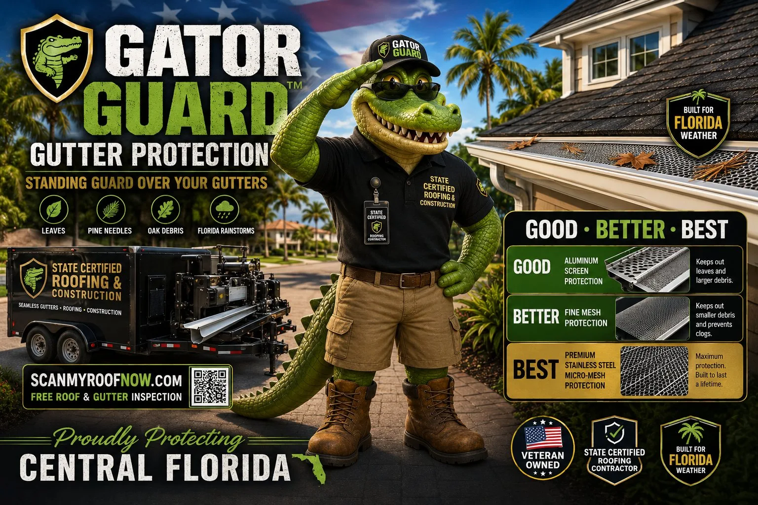 GatorGuard gutter protection system installed on Florida home