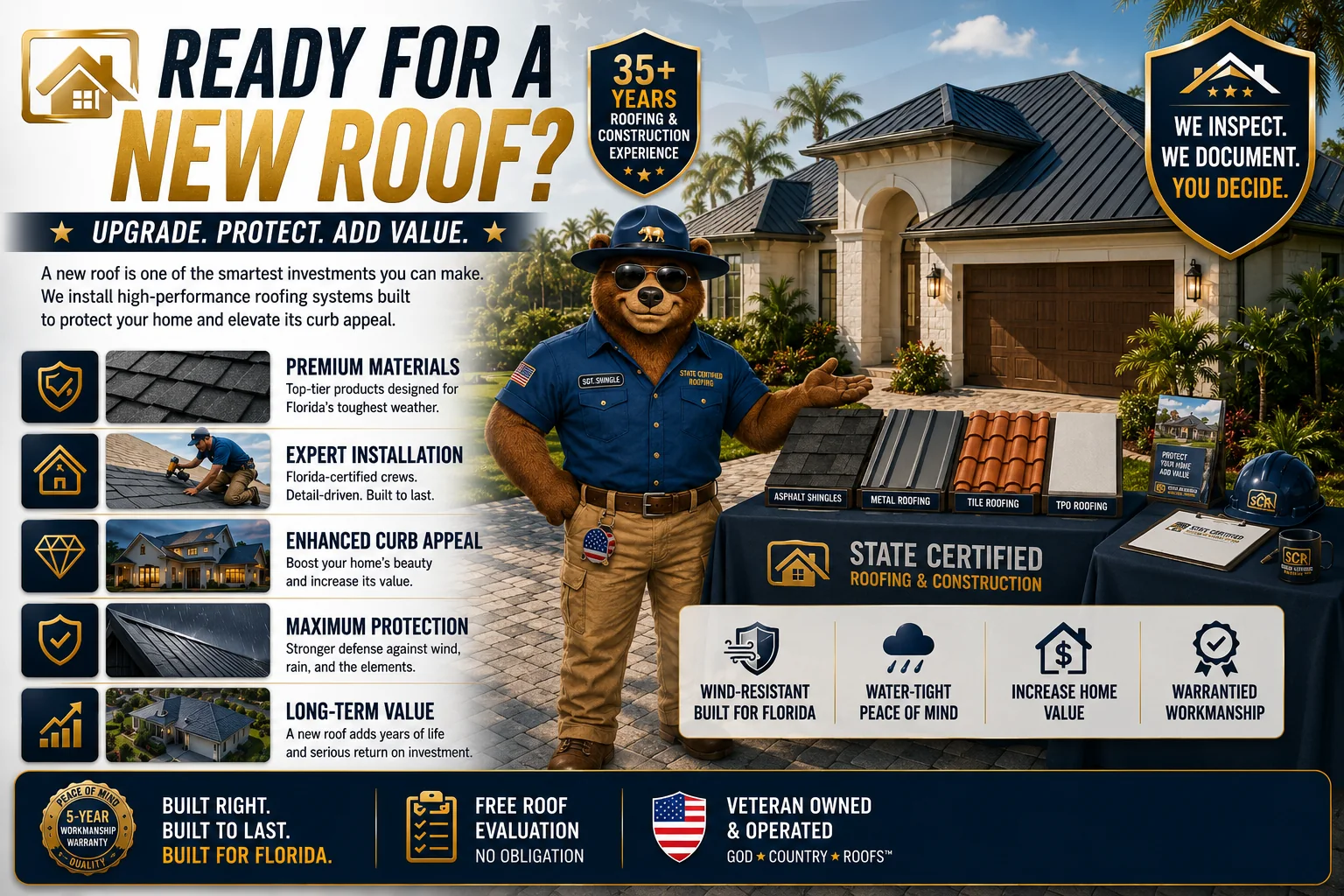 Sarge of State Certified Roofing overseeing a roof system installation in Central Florida