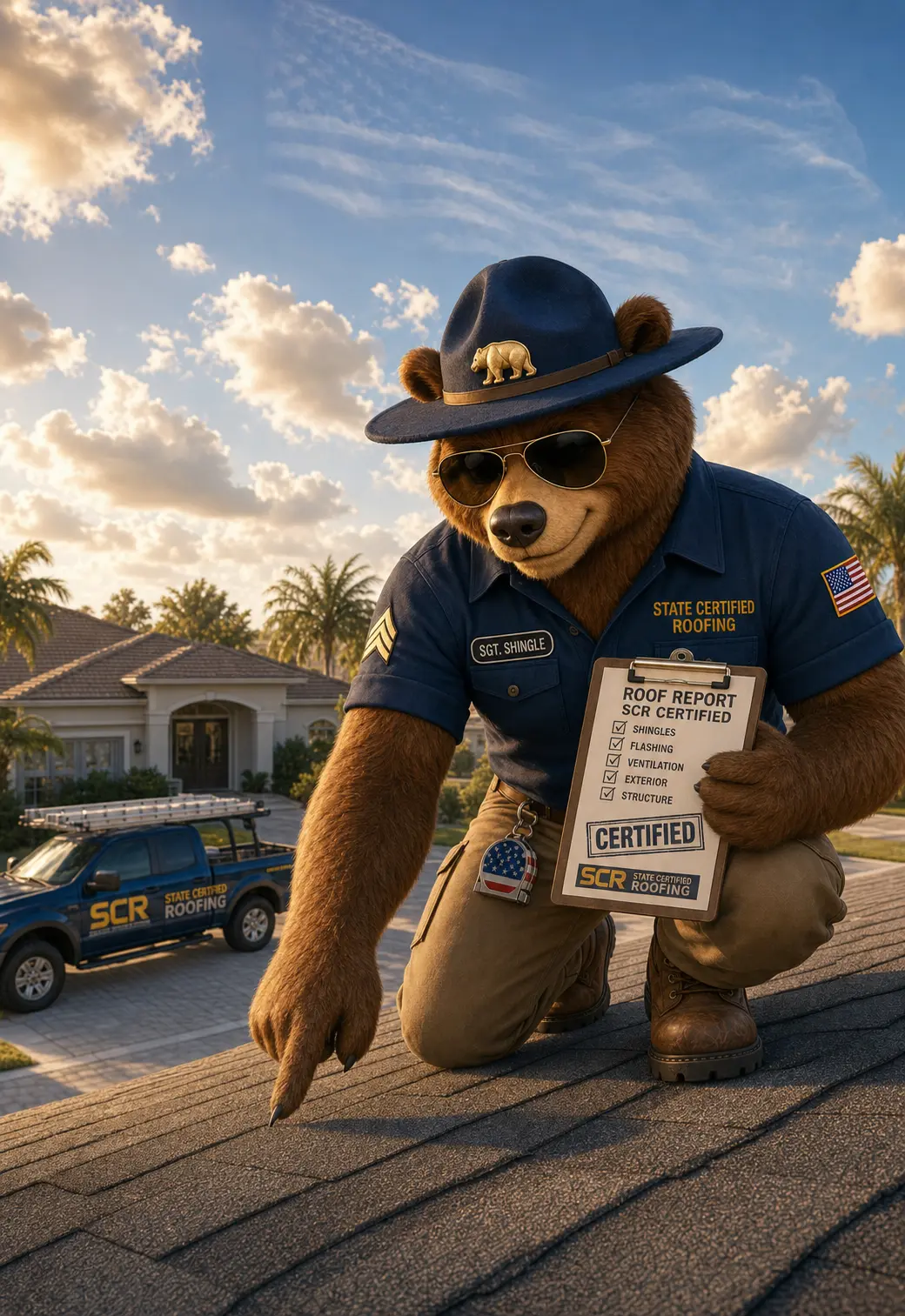 Sgt. Shingle — State Certified Roofing mascot